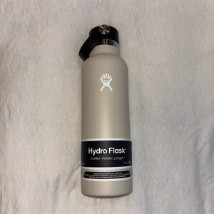 Hydro Flask Bottle with Black Lid and Oat body